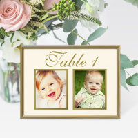 Carte de Numéro de Table Photo Enfance Élégante Iv