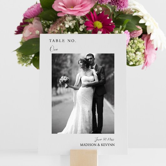 Carte de numéro de table photo moderne