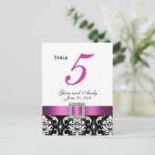 Carte de numéro de table Pink, Black Mariage damas (Debout devant)
