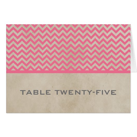 Carte de numéro de table Pink Chic Chevron (Devant horizontal)