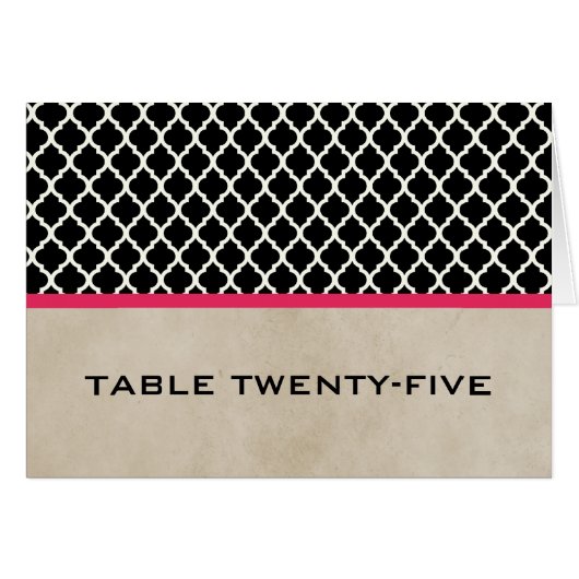 Carte de numéro de table Pink Chic Quatrefoil (Devant horizontal)