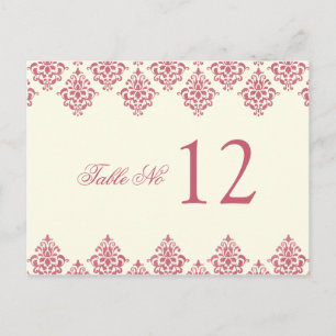 Carte de numéro de table Pink Ivesque Arabesque Da