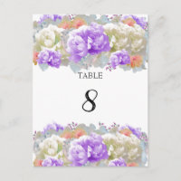 Carte de numéro de table Pivoine Abricot et Prune