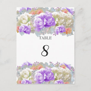 Carte de numéro de table Pivoine Abricot et Prune