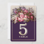 Carte de numéro de table Plum Gold Painting Floral (Devant)