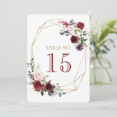 Carte de numéro de table pour fleurs de mariage et (Debout devant)