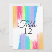 Carte de numéro de table pour le Mariage Rainbow W (Devant)