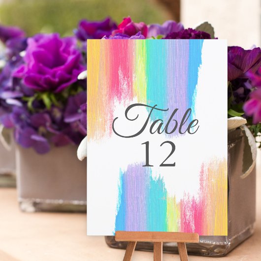 Carte de numéro de table pour le Mariage Rainbow W