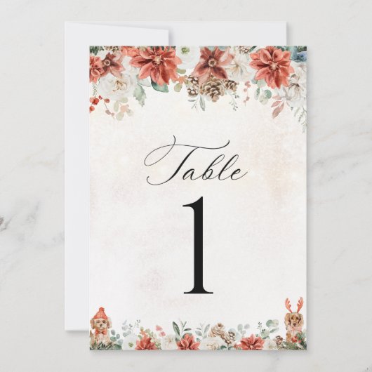 Carte de numéro de table pour mariage d'hiver (Devant)