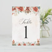Carte de numéro de table pour mariage d'hiver (Debout devant)