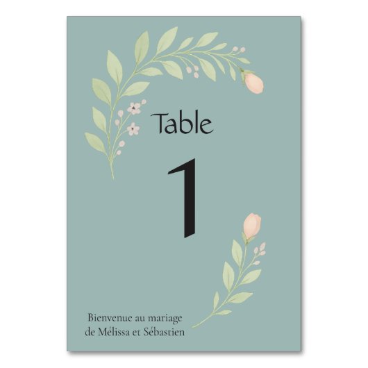 Carte de numéro de table pour mariage, floral (Par défaut)
