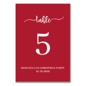 Carte de numéro de table pour soirée de Noël (Dos)