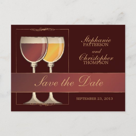 Carte de numéro de table pour verre à vin rouge et (Devant)