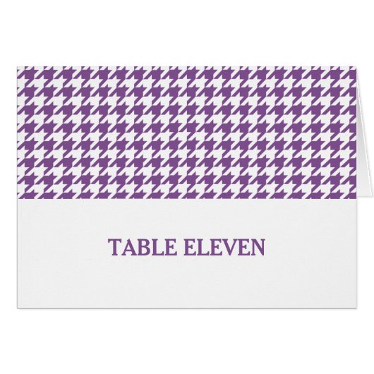 Carte de numéro de table pourpre Houndstooth (Devant horizontal)