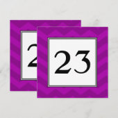Carte de numéro de table Purple Chevron Stripes (Devant / Derrière)