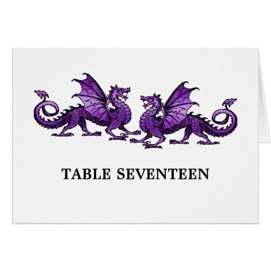 Carte de numéro de table Purple Elegant Dragons (Devant horizontal)
