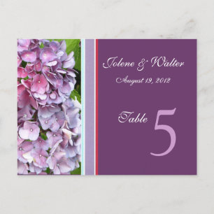 Carte de numéro de table Purple Hydrangea