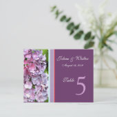 Carte de numéro de table Purple Hydrangea (Debout devant)