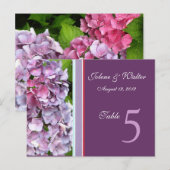 Carte de numéro de table Purple Hydrangea (Devant / Derrière)