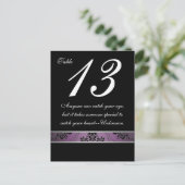 Carte de numéro de table Purple Lapis Damask (Debout devant)