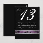 Carte de numéro de table Purple Lapis Damask (Devant / Derrière)