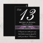 Carte de numéro de table Purple Lapis Damask (Devant / Derrière)