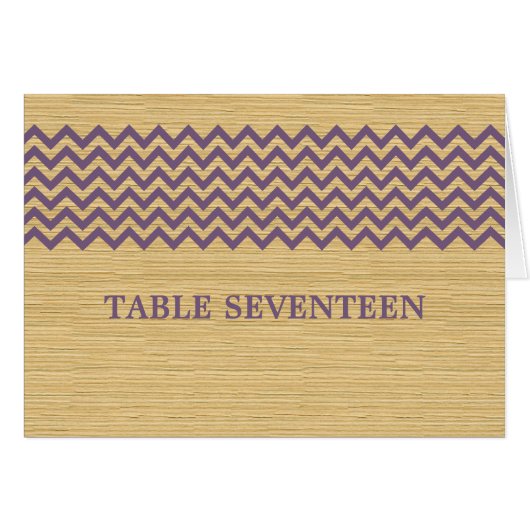 Carte de numéro de table Purple Rustic Chevron (Devant horizontal)