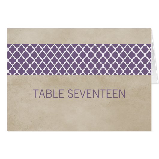 Carte de numéro de table Purple Rustic Quatrefoil (Devant horizontal)