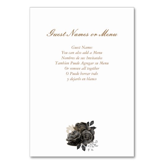 Carte de numéro de table Quinceañera Noir et Or (Dos)