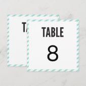 Carte de numéro de table rayée Carnaval Bleu sarce (Devant / Derrière)