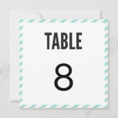 Carte de numéro de table rayée Carnaval Bleu sarce (Dos)
