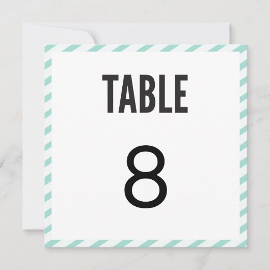 Carte de numéro de table rayée Carnaval Bleu sarce (Devant)