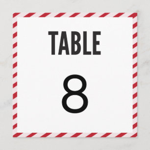 Carte de numéro de table rayée Carnaval Rose Baie