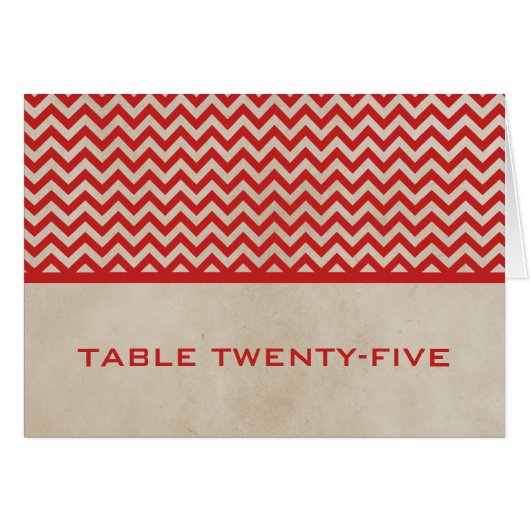 Carte de numéro de table Red Chic Chevron (Devant horizontal)