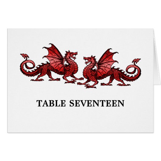 Carte de numéro de table Red Elegant Dragons (Devant horizontal)
