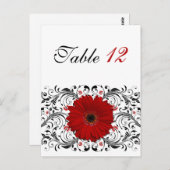 Carte de numéro de table Red Gerbera Daisy (Devant / Derrière)
