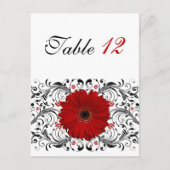 Carte de numéro de table Red Gerbera Daisy (Devant)