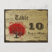 Carte de numéro de table Red Heart Leaf Tree (Devant)