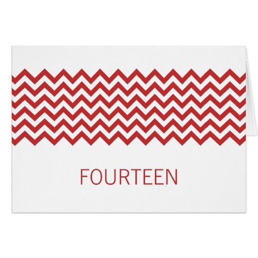 Carte de numéro de table Red Simple Chevron (Devant horizontal)