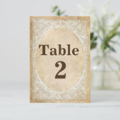 Carte de numéro de table Romance rustique dentelle (Debout devant)