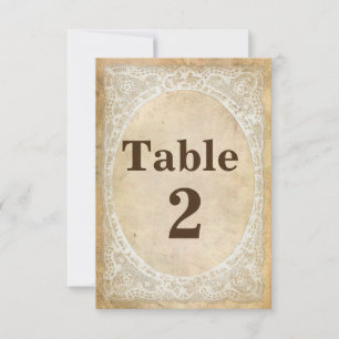 Carte de numéro de table Romance rustique dentelle