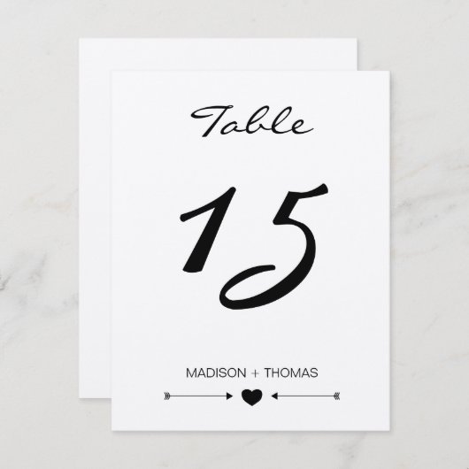 Carte de numéro de table Romantique Rustique | Mod (Devant / Derrière)