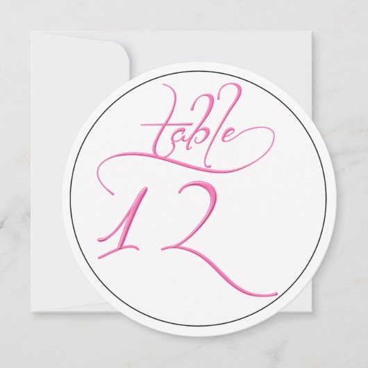 Carte de numéro de table rond 12 en écriture calli (Devant)
