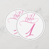 Carte de numéro de table rond 1 écriture calligrap (Devant / Derrière)