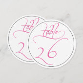 Carte de numéro de table rond 26 écriture calligra (Devant / Derrière)
