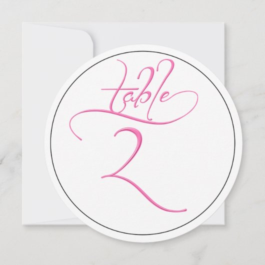 Carte de numéro de table rond 2 écriture calligrap (Dos)