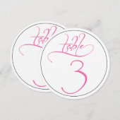 Carte de numéro de table rond 3 en écriture callig (Devant / Derrière)