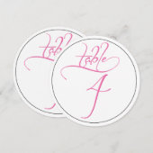 Carte de numéro de table rond 4 en écriture callig (Devant / Derrière)