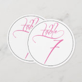 Carte de numéro de table rond 7 en écriture callig (Devant / Derrière)
