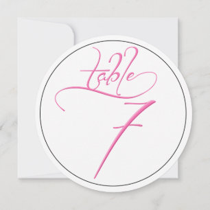 Carte de numéro de table rond 7 en écriture callig